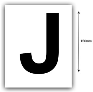 GENERIC MARINE DECALS 150MM BLACK 'J' BOAT REGISTRATION STICKER - WHITE BACKGROUND