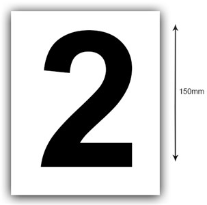 UNBRANDED 150MM BLACK ON WHITE BOAT REGISTRATION STICKERS - NUMBER (2)