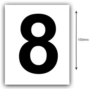 GENERIC MARINE SUPPLIES 150MM BLACK ON WHITE BOAT REGISTRATION NUMBER STICKER (8)