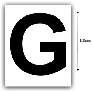 UNSPECIFIED MANUFACTURER 150MM BLACK LETTER G BOAT REGISTRATION STICKER - WHITE BACKGROUND
