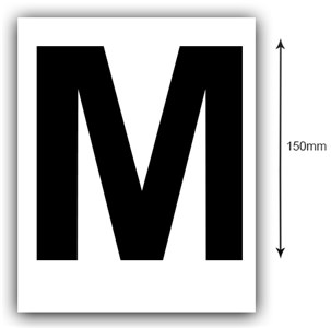 UNBRANDED/GENERIC (BOAT DECAL) 150MM BLACK LETTER M BOAT REGISTRATION STICKER - WHITE BACKGROUND