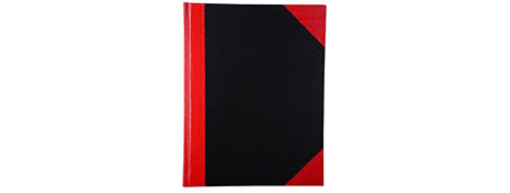 UNSPECIFIED MANUFACTURER CLASSIC BLACK HARDCOVER NOTEBOOK WITH RED CORNERS - A5 SIZE