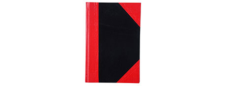 UNSPECIFIED MANUFACTURER CLASSIC BLACK HARDCOVER NOTEBOOK WITH RED CORNERS - A6 SIZE