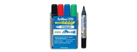 ARTLINE 370 FLIPCHART MARKERS - ASSORTED COLOURS, 2MM BULLET