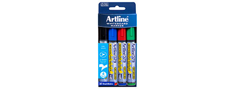 ARTLINE 579 CHISEL TIP MARKERS - ASSORTED COLOURS, DRY SAFE