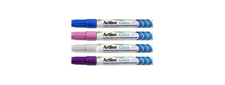 ARTLINE GLASS MARKERS ASSORTED COLOURS - VIVID & ERASABLE