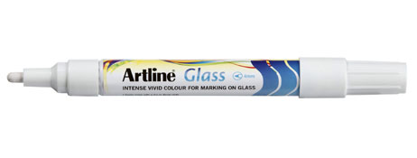 ARTLINE GLASS MARKER WHITE 2.0MM BULLET NIB - NON-POROUS SURFACES