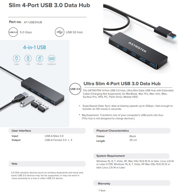 ASTROTEK USB 3.0 HUB: EXPAND YOUR PORTS INSTANTLY