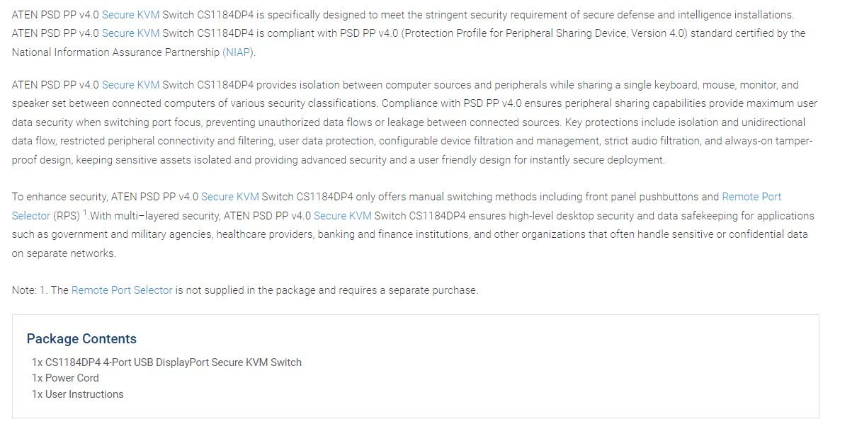 ATEN 4-PORT DISPLAYPORT SPLITTER FOR DUAL MONITORS