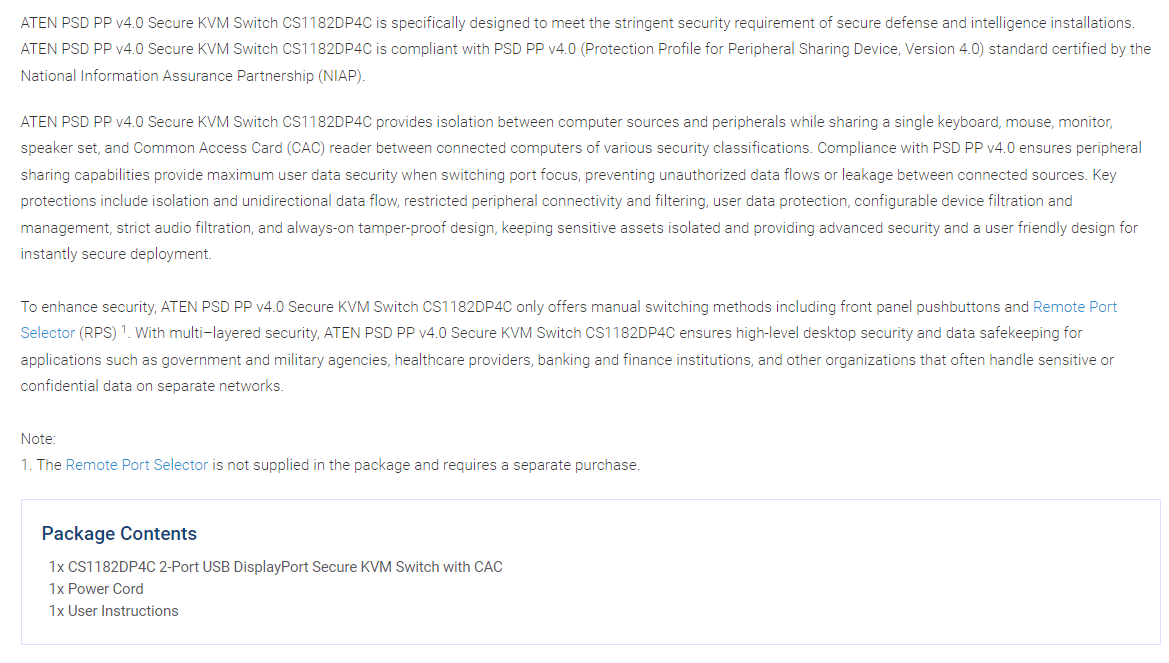 ATEN 4-PORT DISPLAYPORT SPLITTER - MIRROR/EXTEND DISPLAY
