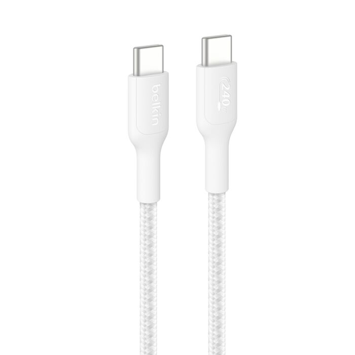 BELKIN 240W USB-C TO C BRAIDED CABLE - 2M WHITE