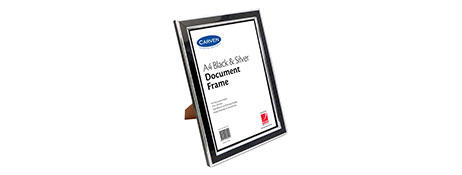 UNSPECIFIED MANUFACTURER STYLISH BLACK & SILVER DOCUMENT FRAME FOR AWARDS & CERTIFICATES