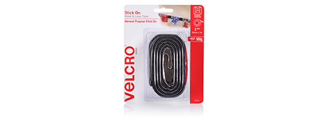 VELCRO® BRAND STICK ON TAPE BLACK 25MM X 1M FOR EASY HANGING