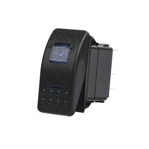 SPDT ILLUMINATED ROCKER SWITCH WITH BLUE LED & INTERCHANGEABLE COVERS