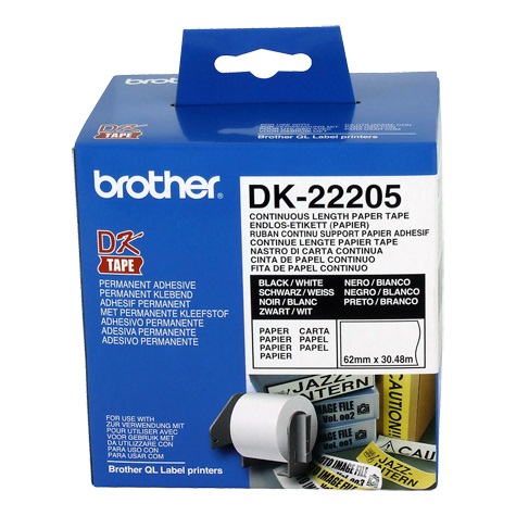 BROTHER DK-22205 CONTINUOUS LENGTH WHITE LABEL ROLL