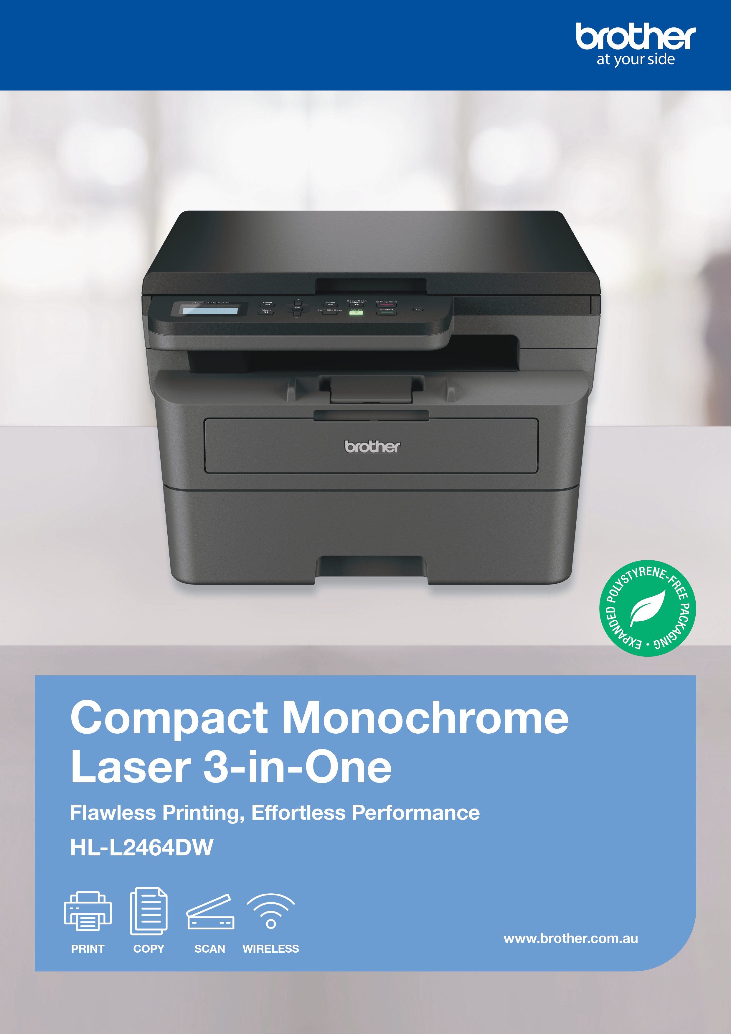 BROTHER HL-L2464DW MONOCHROME LASER PRINTER - FAST & RELIABLE