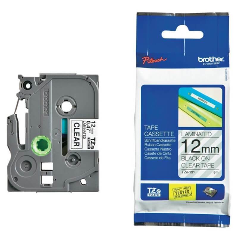 BROTHER TZE-131 BLACK ON CLEAR LABEL TAPE 12MM