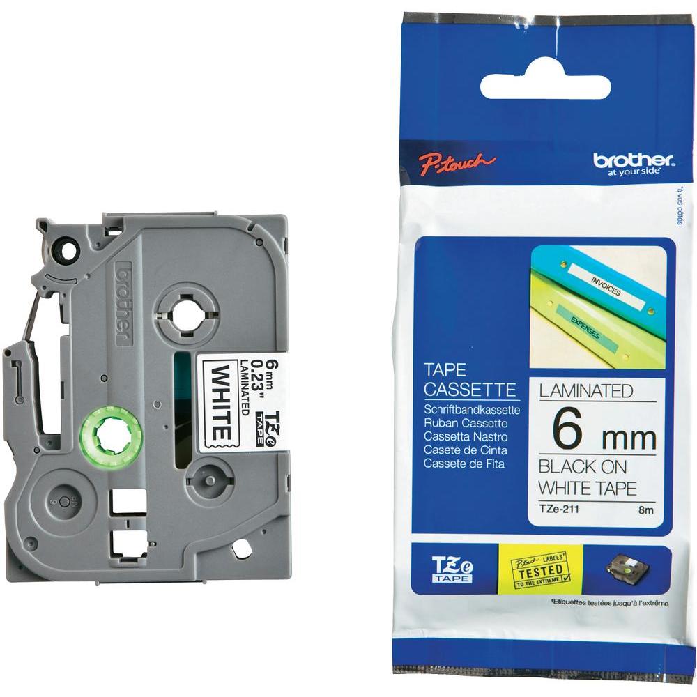 BROTHER TZE-211 BLACK ON WHITE LABEL TAPE 12MM