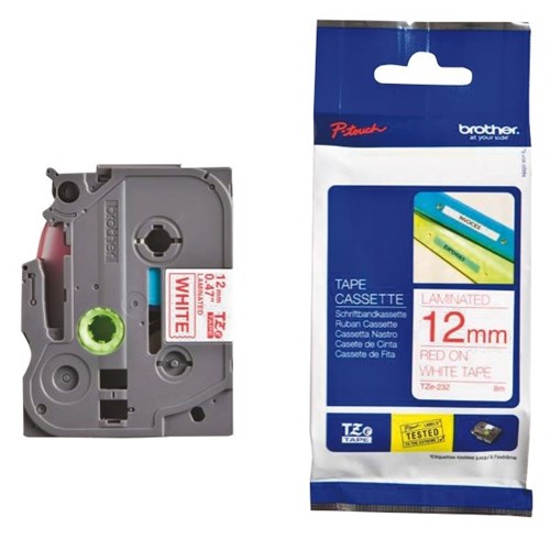 BROTHER TZE-232 BLACK ON WHITE LABEL TAPE 23.6MM