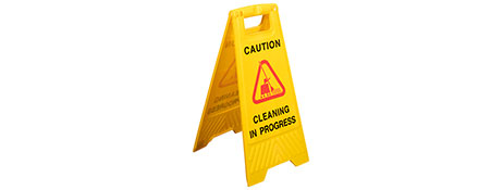CLEANLINK BRIGHT YELLOW CLEANING IN PROGRESS SAFETY SIGN | FLAT FOLD A-FRAME