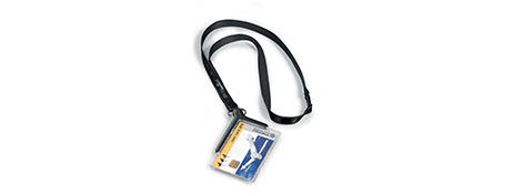 GENERIC/UNSPECIFIED MANUFACTURER CLEAR ACRYLIC ID CARD HOLDER WITH TEXTILE NECKLACE