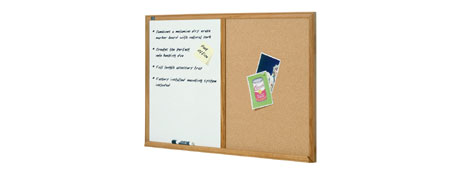 GENERIC MANUFACTURER COMBO WHITEBOARD & CORK BOARD WITH OAK FRAME (1200X900MM)