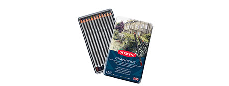 DERWENT GRAPHITINT PENCIL 12 TIN - WATERCOLOUR PENCILS