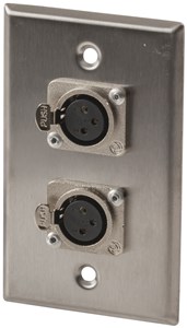 GENERIC/OEM (ASSUMING NO SPECIFIC MANUFACTURER PROVIDED) STAINLESS STEEL DUAL XLR WALL PLATE FOR PROFESSIONAL AUDIO SETUPS