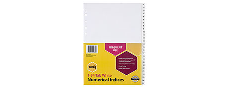 MARBIG A4 WHITE POLYPROPYLENE INDEX DIVIDERS FOR EASY FILING