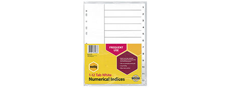 MARBIG A4 WHITE POLYPROPYLENE INDEX DIVIDERS FOR EASY FILING