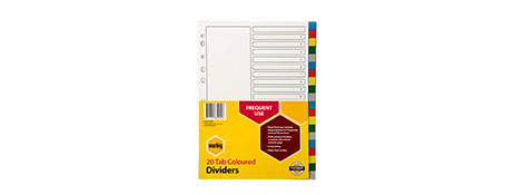 MARBIG A4 MULTI-COLOUR INDEX DIVIDERS FOR EASY FILING & ORGANISATION