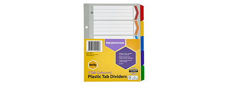 MARBIG A5 MULTI-COLOUR INDEX DIVIDERS FOR BINDERS