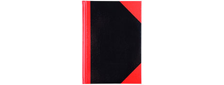 UNKNOWN MANUFACTURER RED/BLACK GLOSS A5 HARDCOVER NOTEBOOK - 200 FEINT RULED PAGES