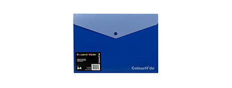COLOURHIDE A4 BLUE DOCUMENT WALLET - STRONG & MOISTURE RESISTANT