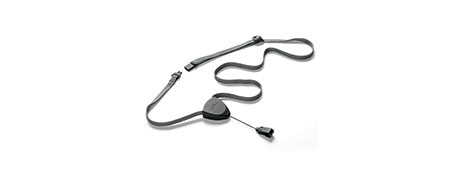 UNSPECIFIED MANUFACTURER DURABLE GREY/BLACK TEXTILE LANYARD WITH SAFETY LOCK & REEL