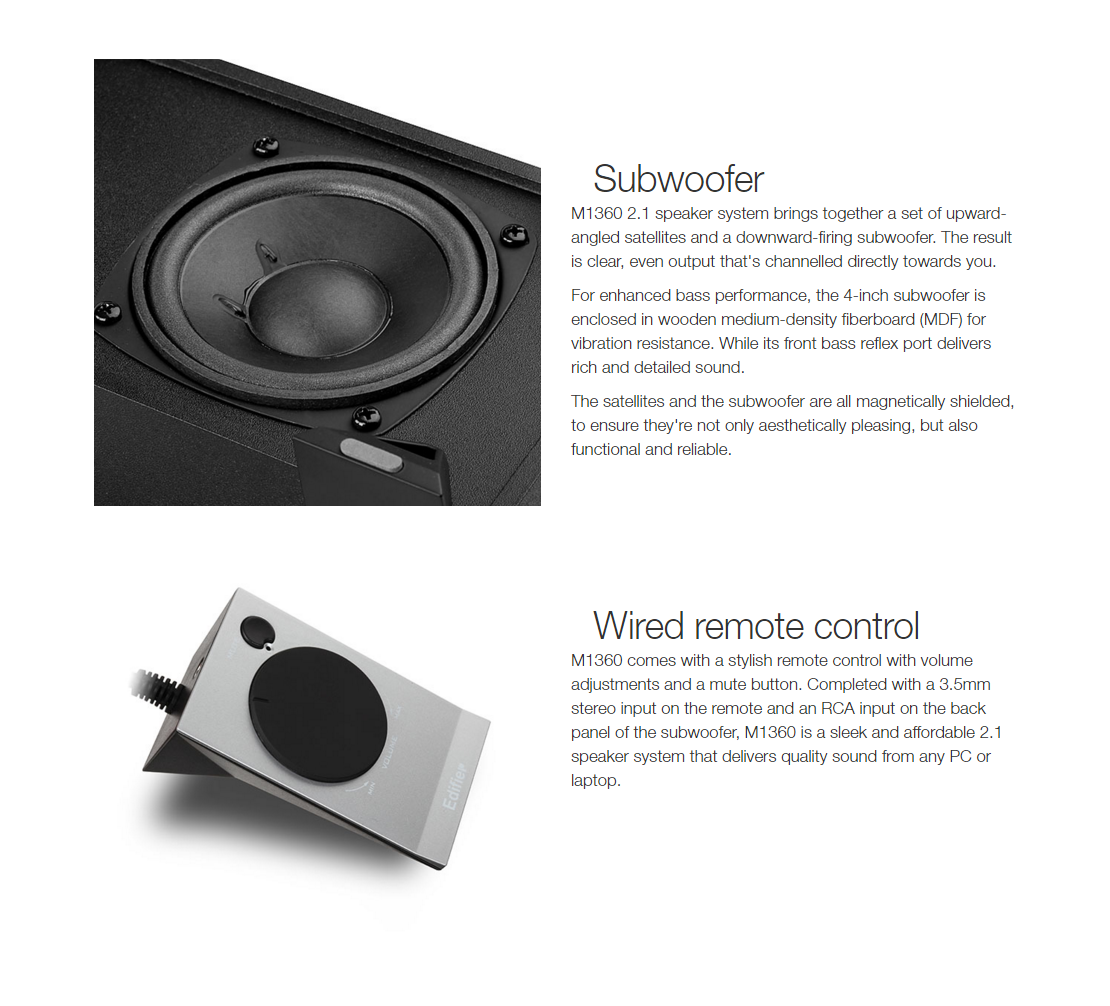 EDIFIER M1360 2.1 MULTIMEDIA SPEAKER SYSTEM FOR PC
