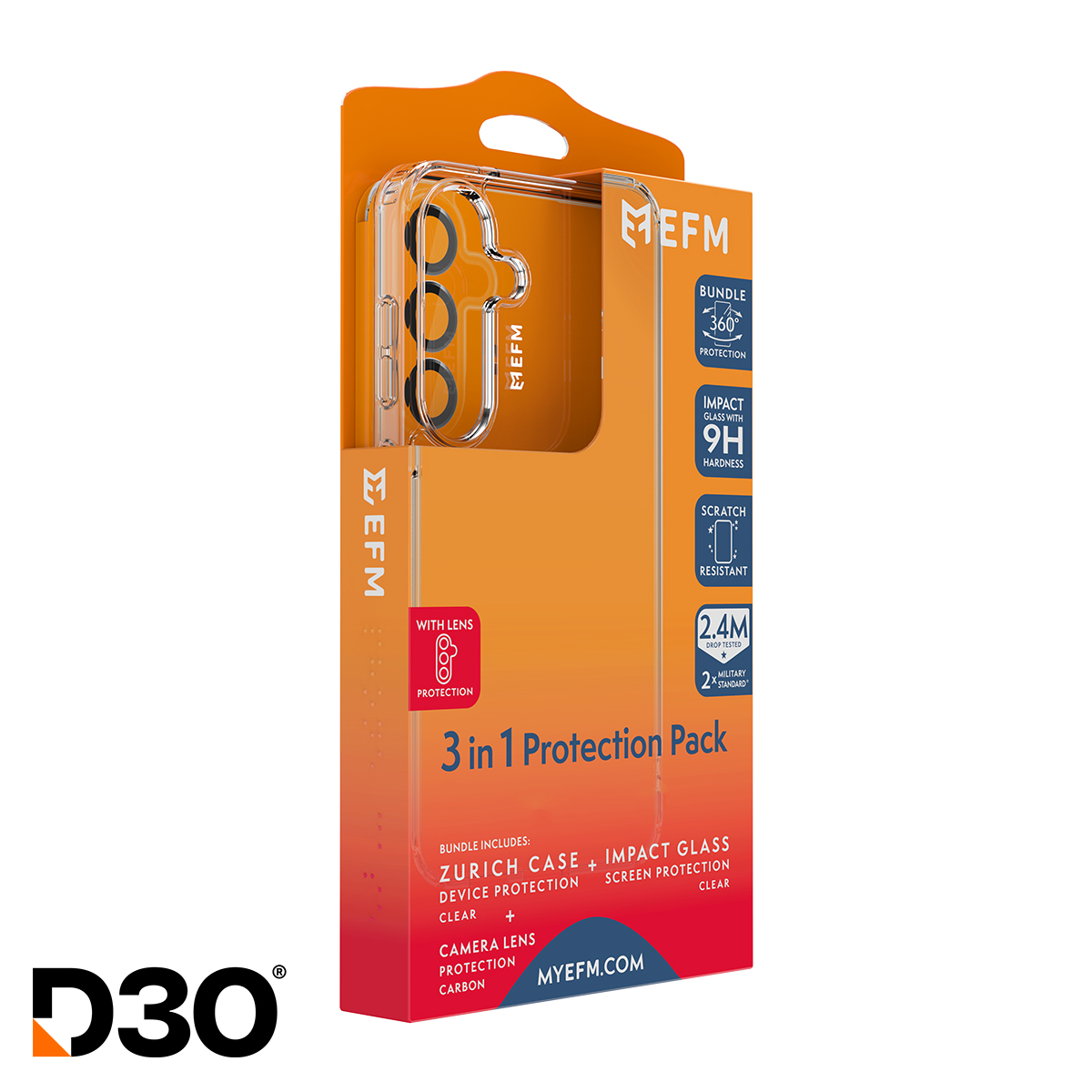 EFM 3-IN-1 SAMSUNG GALAXY S26 CLEAR PROTECTION BUNDLE