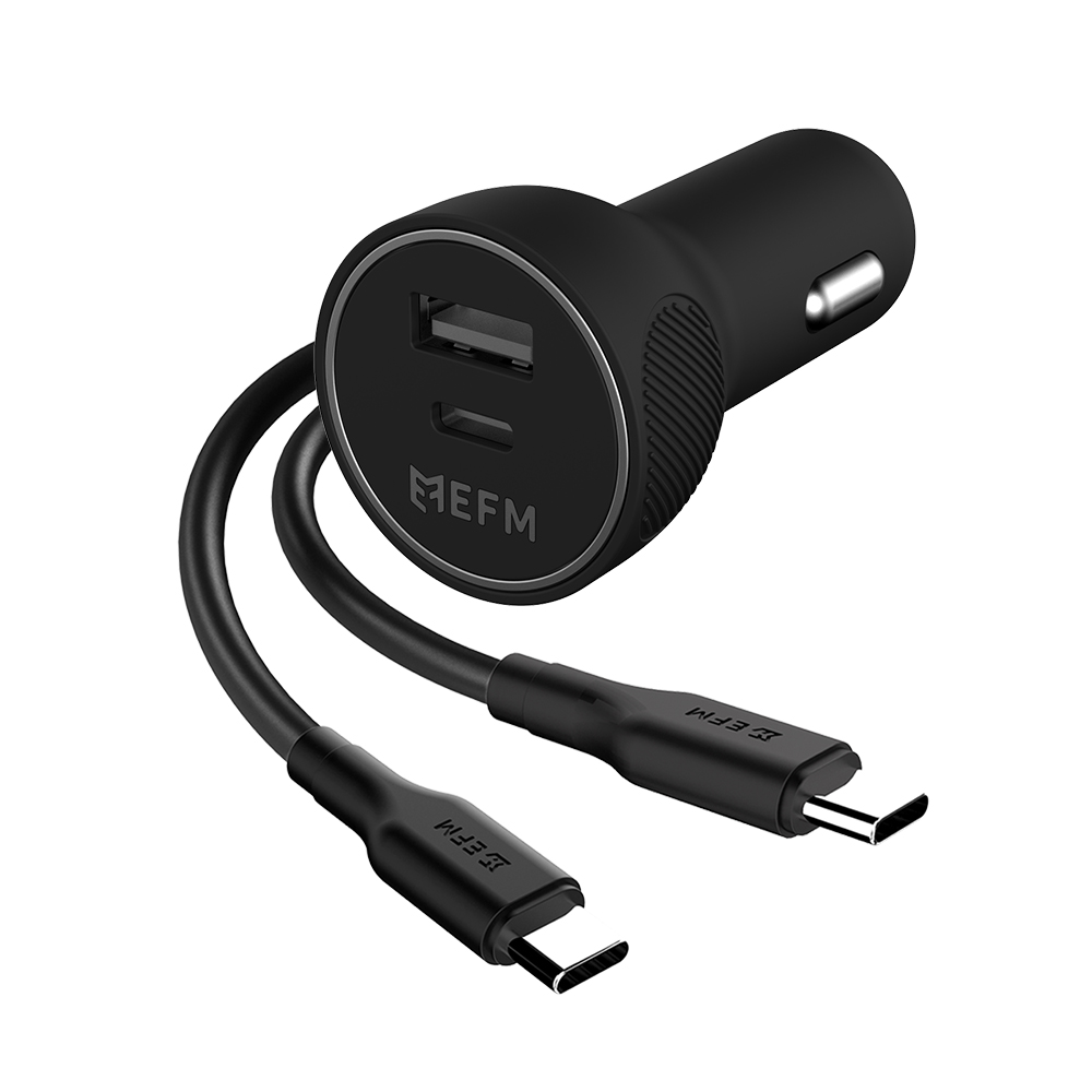 EFM 57W DUAL PORT CAR CHARGER WITH TYPE-C CABLE