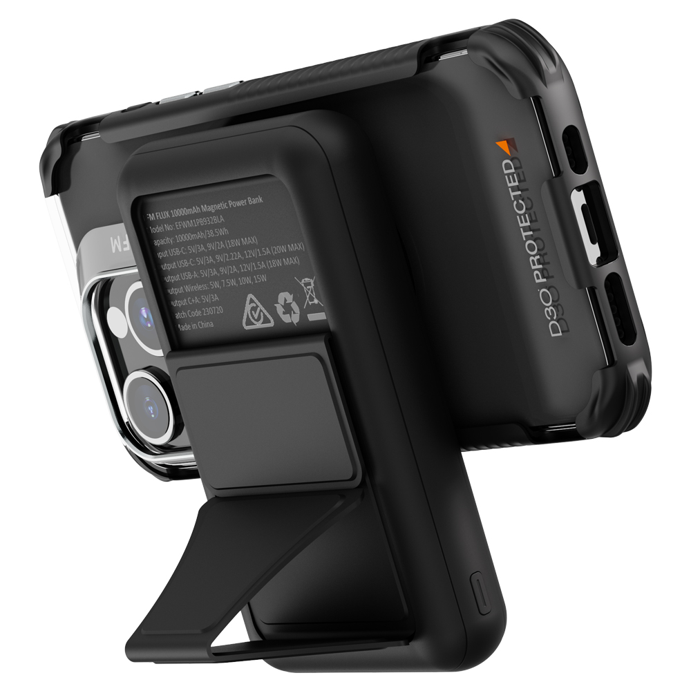 EFM FLUX 10K MAGNETIC POWER BANK WITH FOLDABLE STAND - BLACK