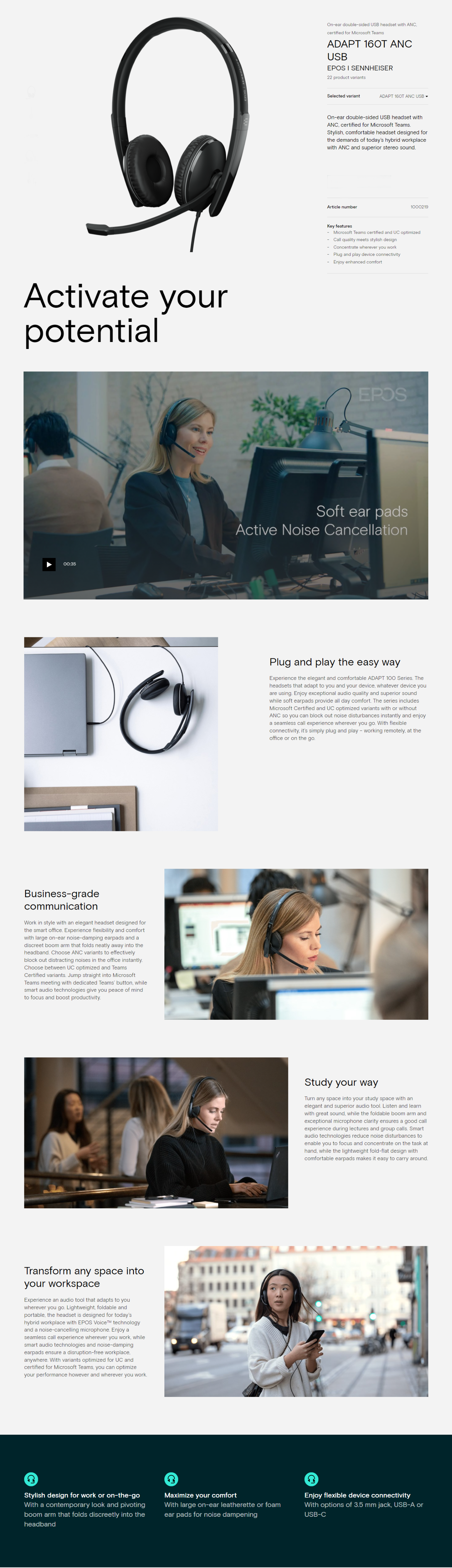 EPOS HEADSET FOR SUPERIOR CLARITY & COMFORT IN GERALDTON