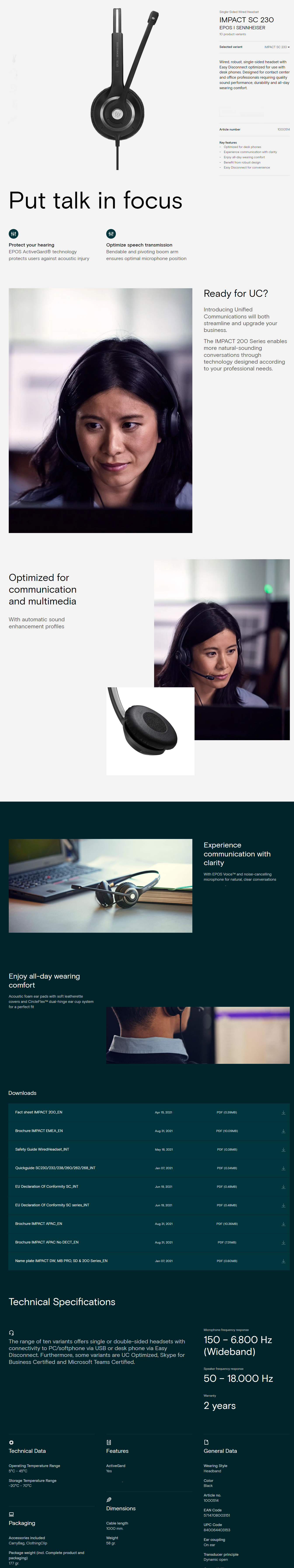 EPOS HEADSET FOR CLEAR COMMUNICATION & FOCUS