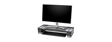 UNKNOWN MANUFACTURER ORGANISING MONITOR STAND WITH STORAGE - BLACK