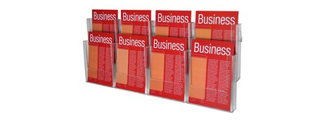 ESSELTE A4 WALL BROCHURE HOLDER SYSTEM - 2 TIER, 4 ACROSS