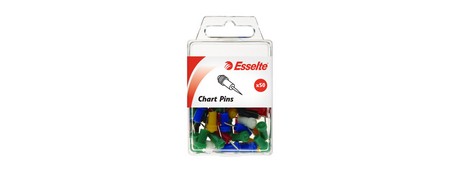 ESSELTE ASSORTED CHART PINS PACK 50 - PIN YOUR DISPLAYS EASILY