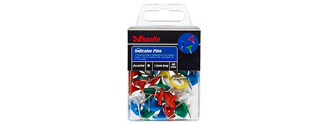 ESSELTE ASSORTED INDICATOR PINS FOR OFFICE & HOME USE (40 PACK)