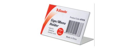 ESSELTE LANDSCAPE SLANTED MENU HOLDER - CLEAR BUSINESS CARD SIZE