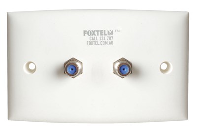 UNSPECIFIED MANUFACTURER (FOXTEL APPROVED) FOXTEL APPROVED WALL PLATE WITH 2 F-TYPE SOCKETS FOR CLEAR SIGNAL