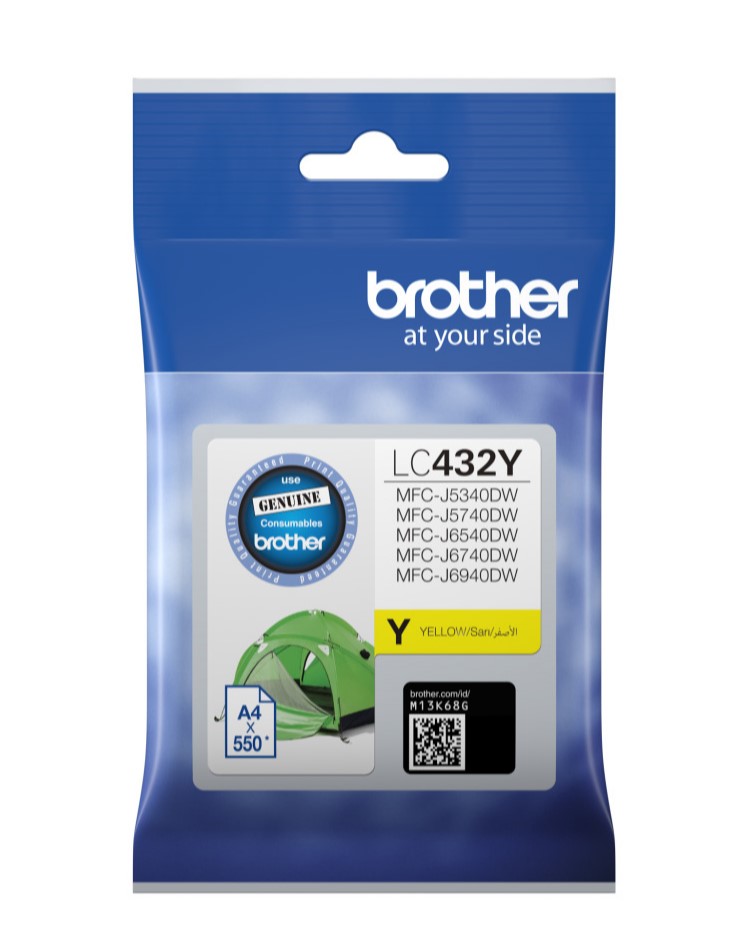 BROTHER LC432Y YELLOW INK CARTRIDGE FOR RELIABLE PRINTING