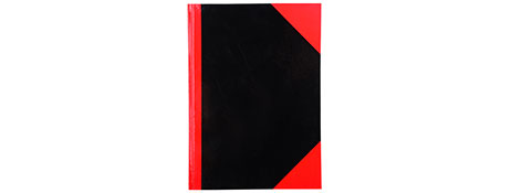 UNKNOWN MANUFACTURER RED & BLACK GLOSS HARDCOVER NOTEBOOK | 200 FEINT RULED PAGES