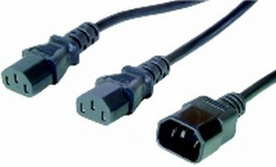 IEC C14 TO 2X C13 POWER SPLITTER CABLE - 1.8M